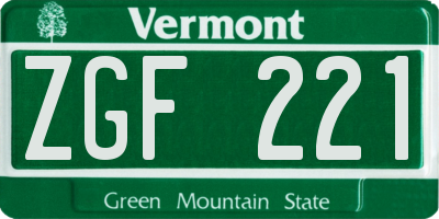 VT license plate ZGF221