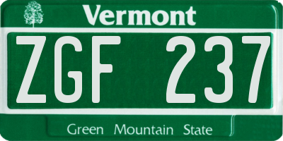VT license plate ZGF237