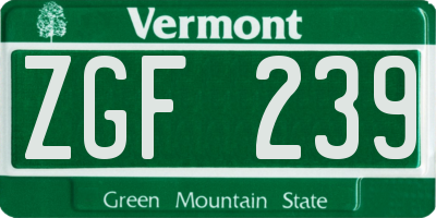 VT license plate ZGF239