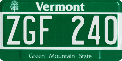 VT license plate ZGF240