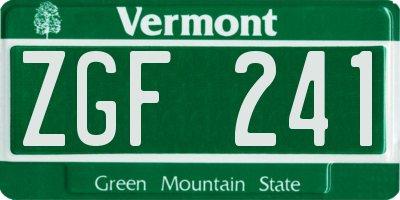VT license plate ZGF241