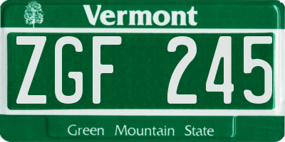 VT license plate ZGF245