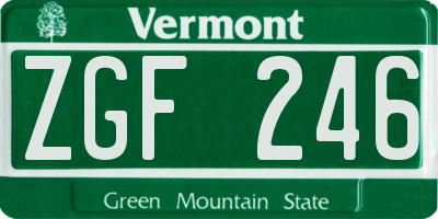 VT license plate ZGF246