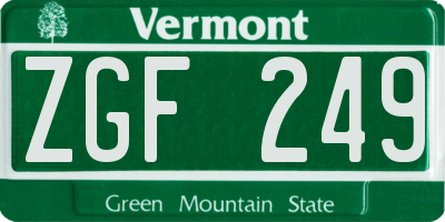VT license plate ZGF249