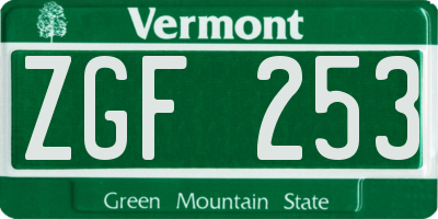 VT license plate ZGF253