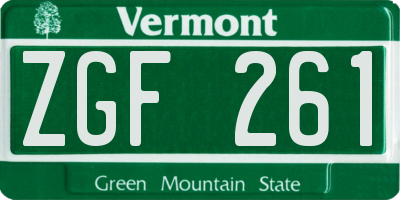 VT license plate ZGF261