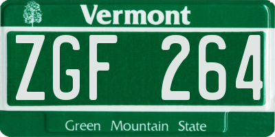 VT license plate ZGF264