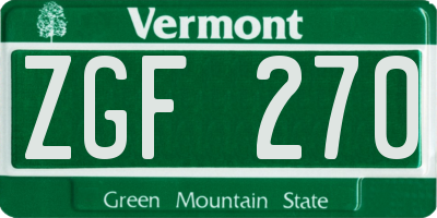 VT license plate ZGF270
