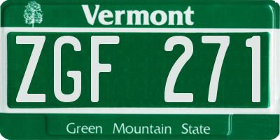 VT license plate ZGF271
