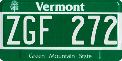 VT license plate ZGF272