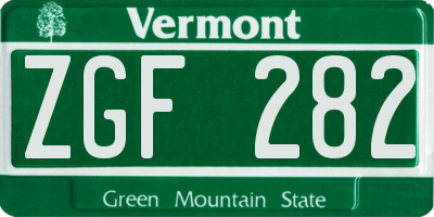 VT license plate ZGF282
