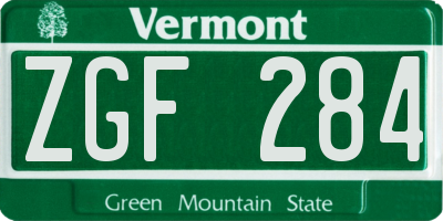 VT license plate ZGF284