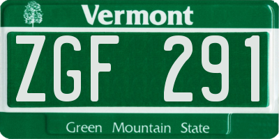 VT license plate ZGF291