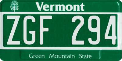 VT license plate ZGF294