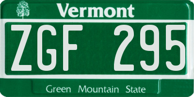VT license plate ZGF295