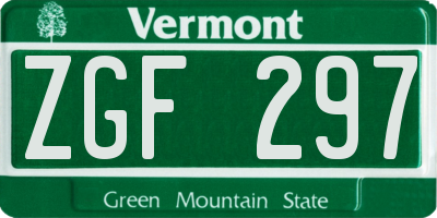 VT license plate ZGF297
