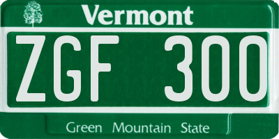 VT license plate ZGF300