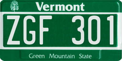VT license plate ZGF301