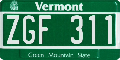 VT license plate ZGF311