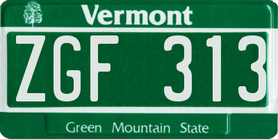 VT license plate ZGF313