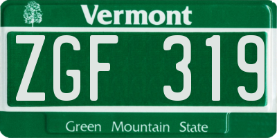 VT license plate ZGF319
