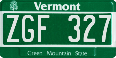 VT license plate ZGF327