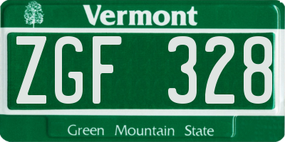VT license plate ZGF328