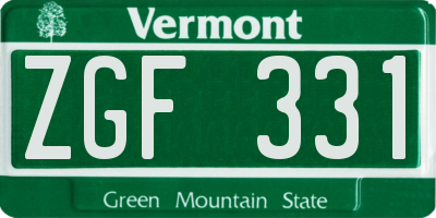 VT license plate ZGF331