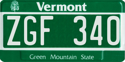 VT license plate ZGF340