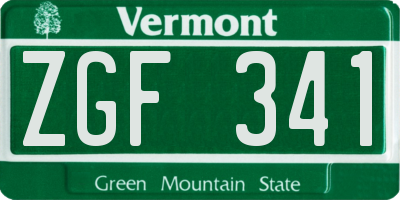 VT license plate ZGF341