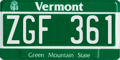 VT license plate ZGF361