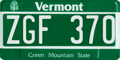 VT license plate ZGF370