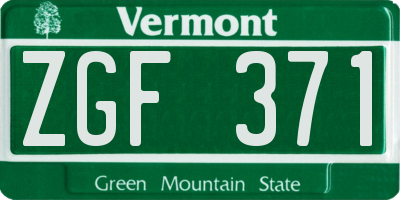 VT license plate ZGF371