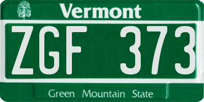 VT license plate ZGF373