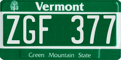 VT license plate ZGF377