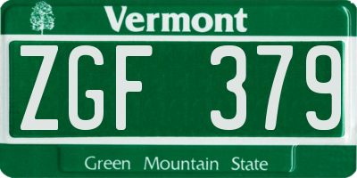 VT license plate ZGF379
