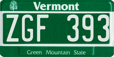 VT license plate ZGF393