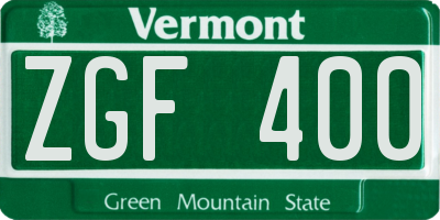VT license plate ZGF400