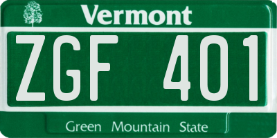 VT license plate ZGF401
