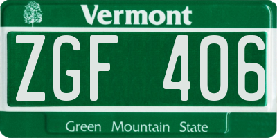 VT license plate ZGF406