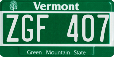 VT license plate ZGF407