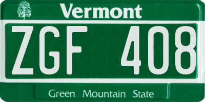 VT license plate ZGF408