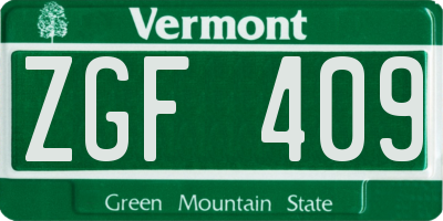 VT license plate ZGF409
