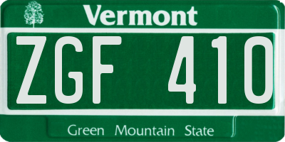 VT license plate ZGF410