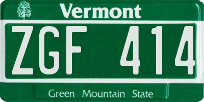 VT license plate ZGF414