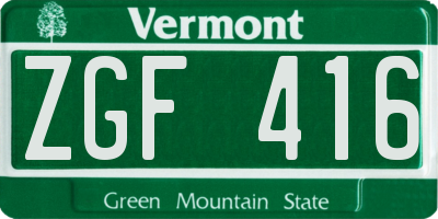 VT license plate ZGF416