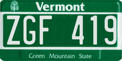VT license plate ZGF419
