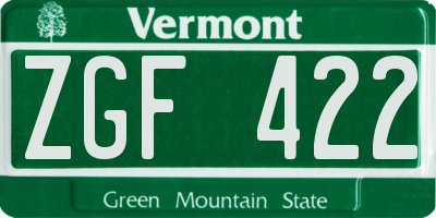 VT license plate ZGF422