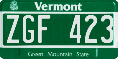 VT license plate ZGF423