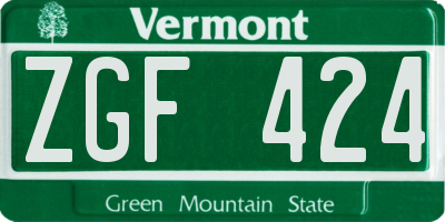VT license plate ZGF424